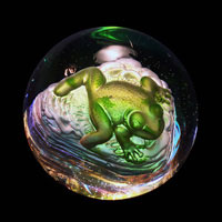 Lead Crystal Cast Glass / Frog 2 / Green / 3”