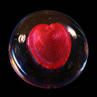 Lead Crystal Cast Glass / Love Shell / Red / 3”