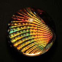 Lead Crystal Cast Glass / Andara Shell / Orange / 3”
