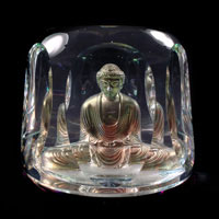 Lead Crystal Cast Glass / Buddha / Clear / 3”