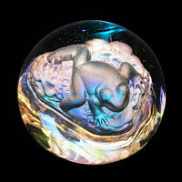 Lead Crystal Cast Glass / Frog / Blue / 3”