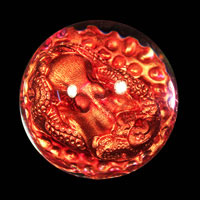Lead Crystal Cast Glass / Octopus N / Red / 3”