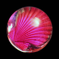 Lead Crystal Cast Glass / Scallop / Red / 3”